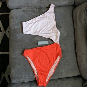 One shoulder/one piece suit